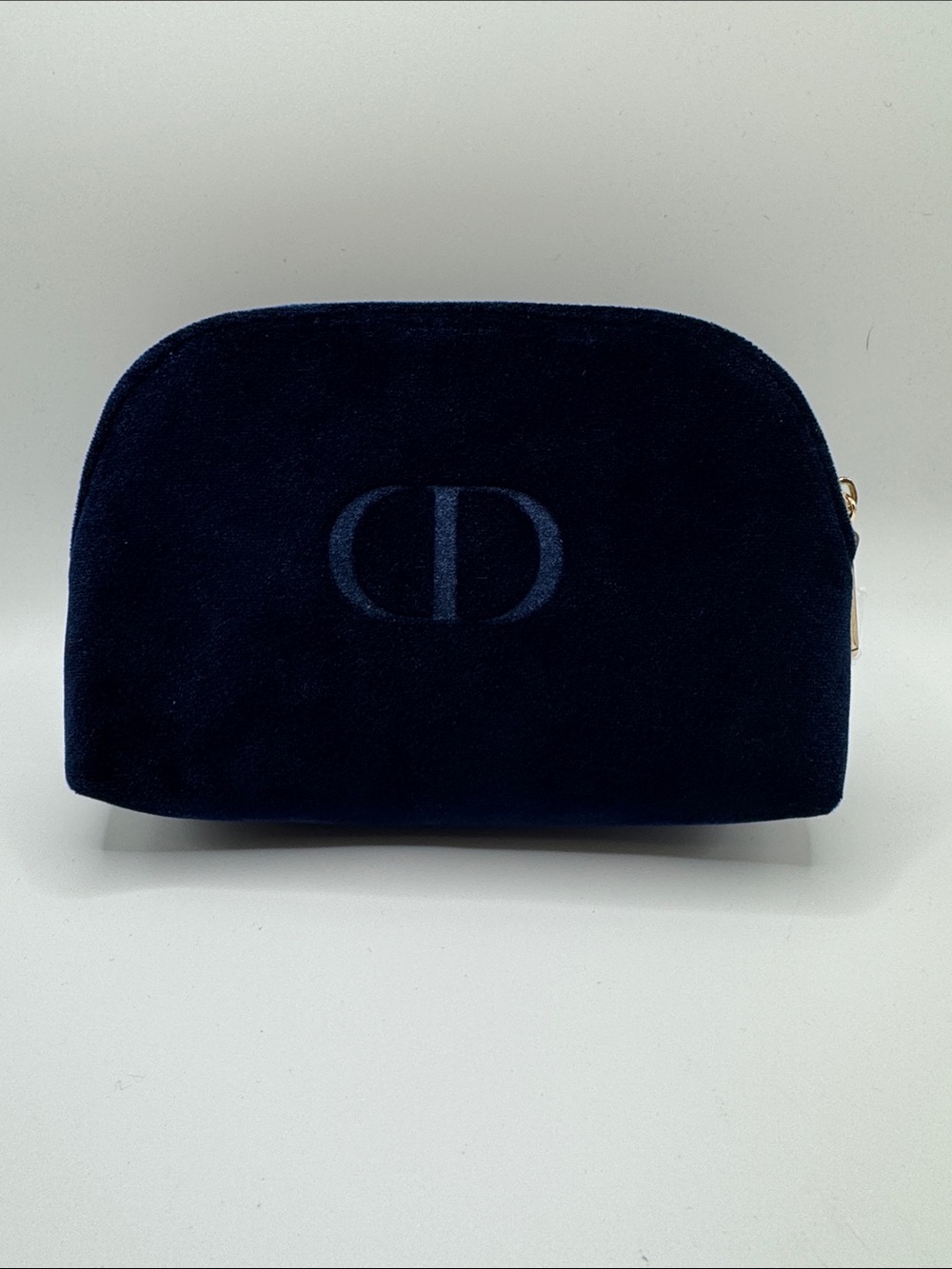 Dior Navy Velvet Cosmetic Pouch with CD Logo